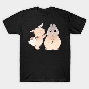 Happy Sad Bunny | Sean and Claude Rabbit | Bunniesmee T-Shirt